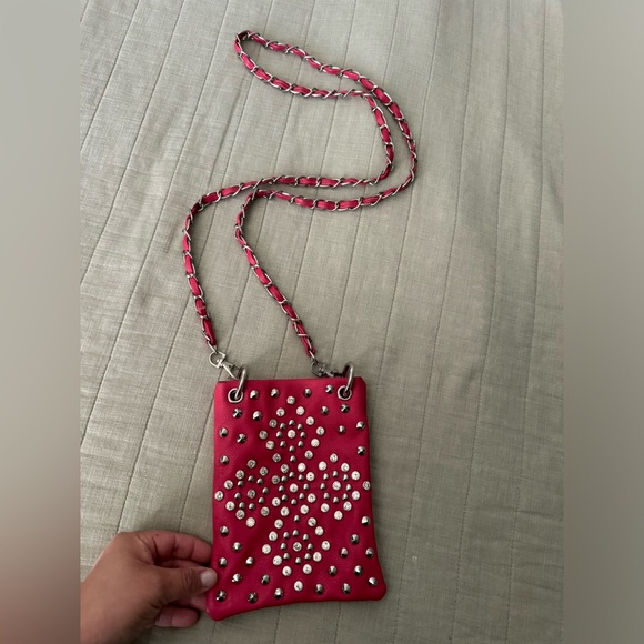 Western studded cross, pink/peach bling mini purse - Picture 3 of 3